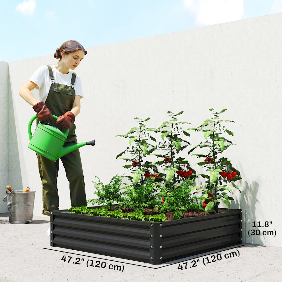 Image 968254_ALTMORE2.jpg, Product 968-254 / Price $72.99, Outsunny 4' x 4' x 1' Raised Garden Bed, Galvanized Planter Box Black from Outsunny on TSC.ca's Home & Garden department