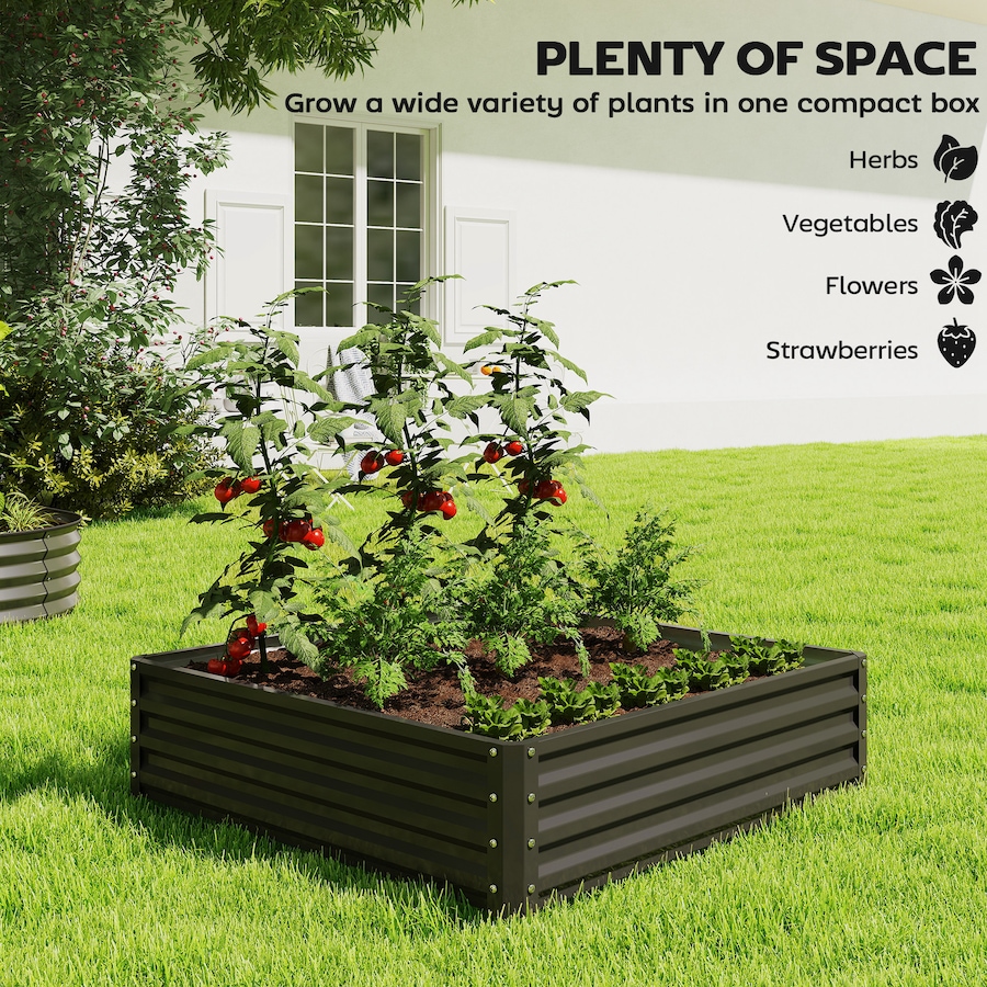 Image 968254_ALTMORE3.jpg, Product 968-254 / Price $72.99, Outsunny 4' x 4' x 1' Raised Garden Bed, Galvanized Planter Box Black from Outsunny on TSC.ca's Home & Garden department