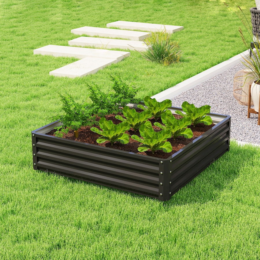 Image 968254_ALTMORE6.jpg, Product 968-254 / Price $72.99, Outsunny 4' x 4' x 1' Raised Garden Bed, Galvanized Planter Box Black from Outsunny on TSC.ca's Home & Garden department