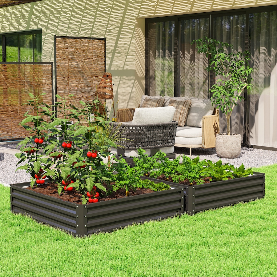 Image 968254_ALTMORE7.jpg, Product 968-254 / Price $72.99, Outsunny 4' x 4' x 1' Raised Garden Bed, Galvanized Planter Box Black from Outsunny on TSC.ca's Home & Garden department
