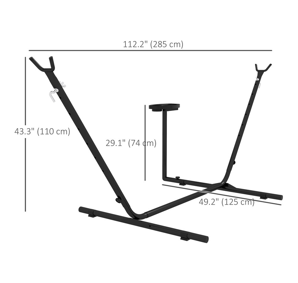 Image 968269_ALTMORE2.jpg, Product 968-269 / Price $114.99, Outsunny 10' Hammock Stand with Side Tray, Hammock Chair Stand Only, Black from Outsunny on TSC.ca's Home & Garden department