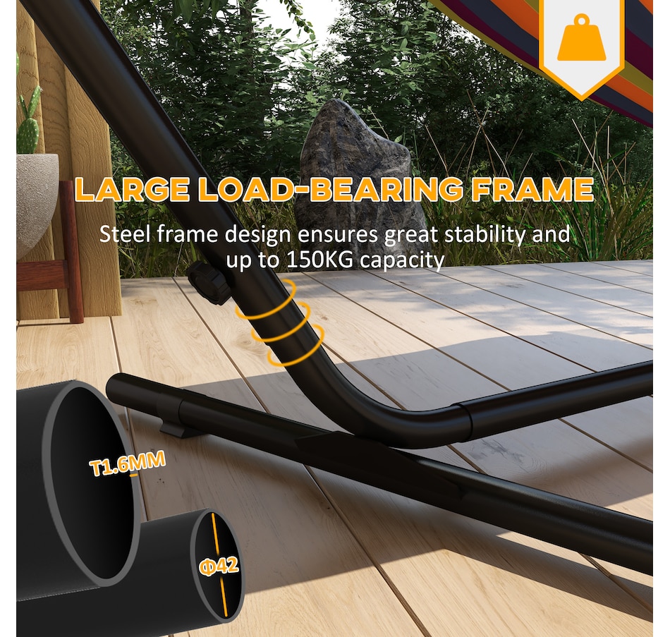 Image 968269_ALTMORE3.jpg, Product 968-269 / Price $114.99, Outsunny 10' Hammock Stand with Side Tray, Hammock Chair Stand Only, Black from Outsunny on TSC.ca's Home & Garden department
