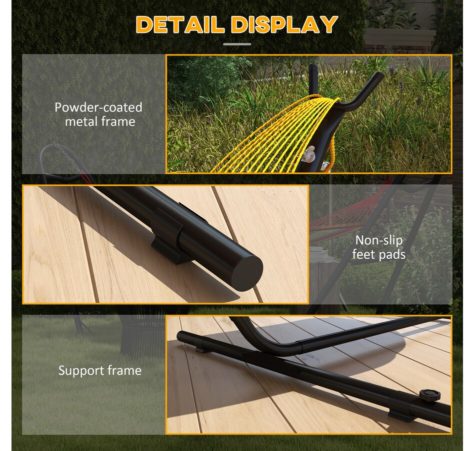 Image 968269_ALTMORE6.jpg, Product 968-269 / Price $114.99, Outsunny 10' Hammock Stand with Side Tray, Hammock Chair Stand Only, Black from Outsunny on TSC.ca's Home & Garden department