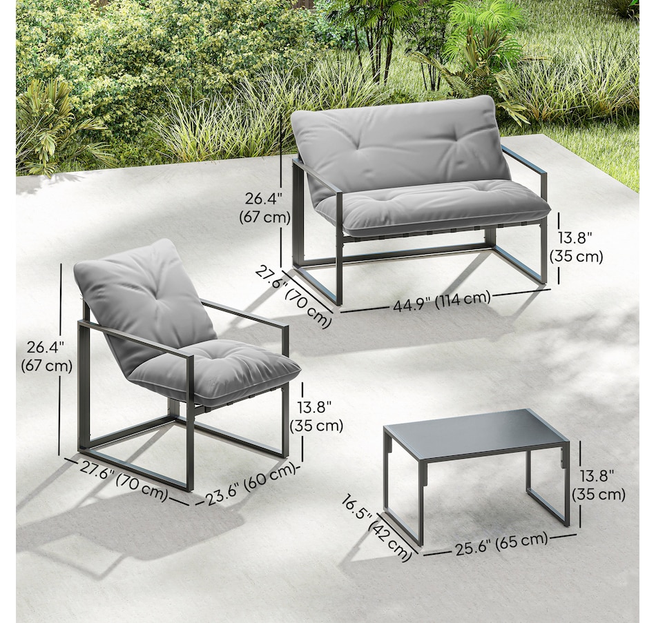 Image 968286_ALTMORE2.jpg, Product 968-286 / Price $285.99, Outsunny 4 Piece Patio Furniture Set with Tempered Glass Table Light Grey from Outsunny on TSC.ca's Home & Garden department