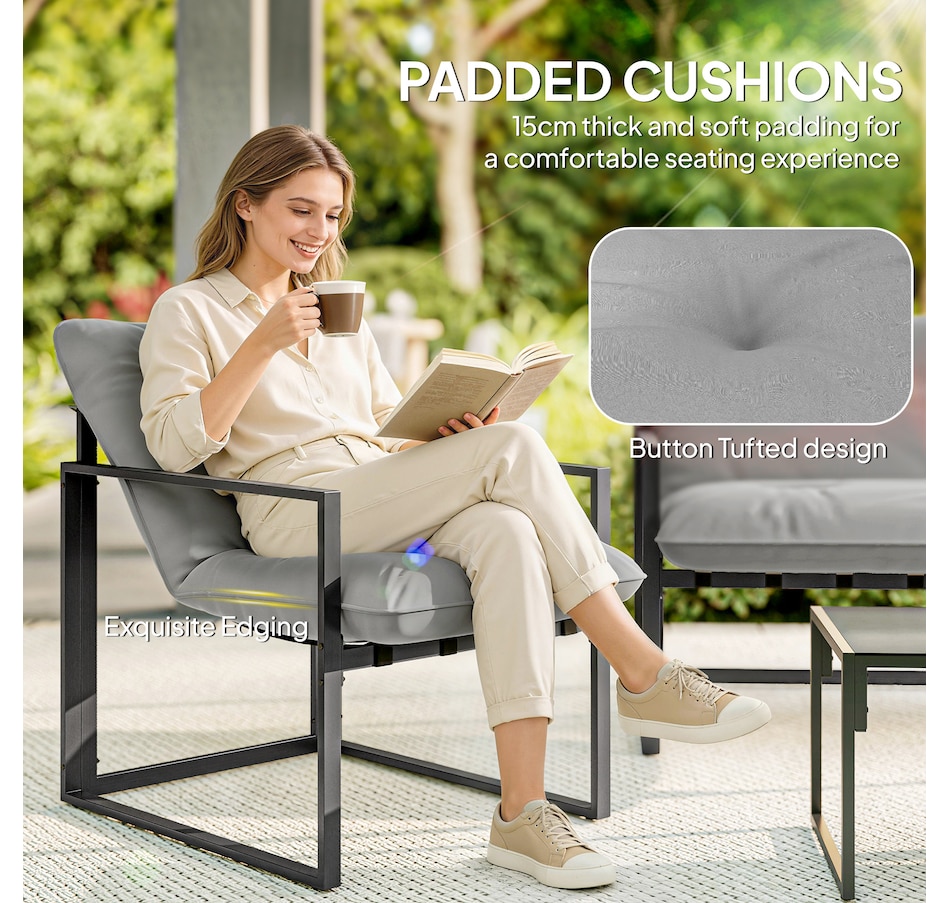 Image 968286_ALTMORE3.jpg, Product 968-286 / Price $285.99, Outsunny 4 Piece Patio Furniture Set with Tempered Glass Table Light Grey from Outsunny on TSC.ca's Home & Garden department