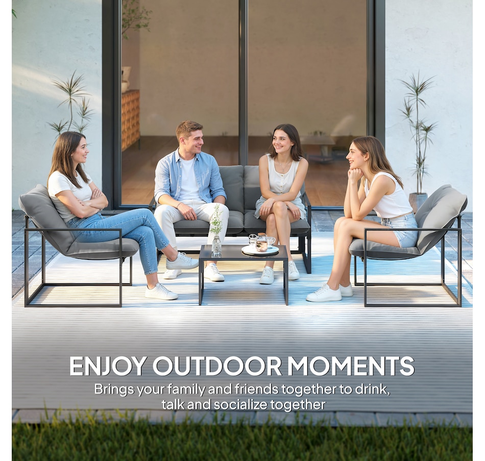 Image 968286_ALTMORE6.jpg, Product 968-286 / Price $285.99, Outsunny 4 Piece Patio Furniture Set with Tempered Glass Table Light Grey from Outsunny on TSC.ca's Home & Garden department