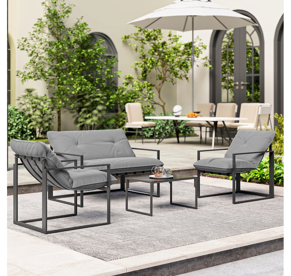 Image 968286_ALTMORE7.jpg, Product 968-286 / Price $285.99, Outsunny 4 Piece Patio Furniture Set with Tempered Glass Table Light Grey from Outsunny on TSC.ca's Home & Garden department