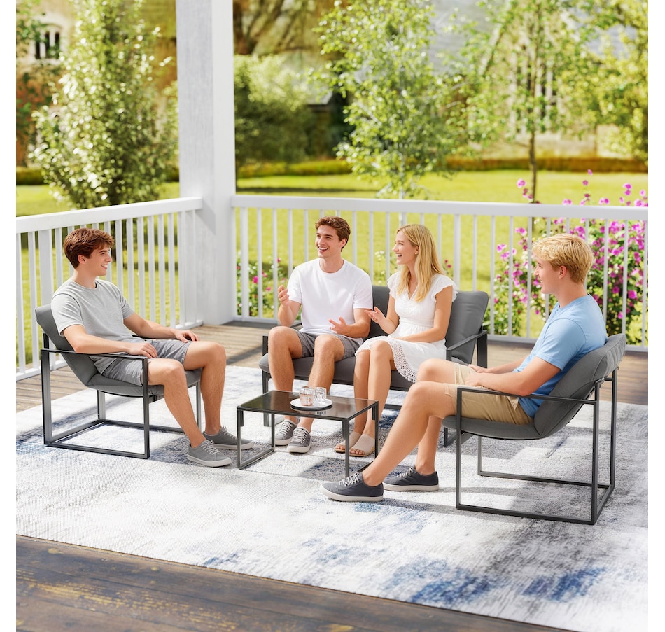 Image 968286_ALTMORE8.jpg, Product 968-286 / Price $285.99, Outsunny 4 Piece Patio Furniture Set with Tempered Glass Table Light Grey from Outsunny on TSC.ca's Home & Garden department