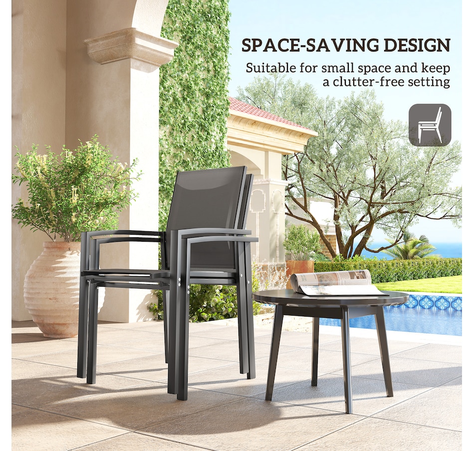 Image 968287_ALTMORE6.jpg, Product 968-287 / Price $99.99, Outsunny Set of 2 Outdoor Garden Chairs, Stackable Patio Dining Chairs from Outsunny on TSC.ca's Home & Garden department