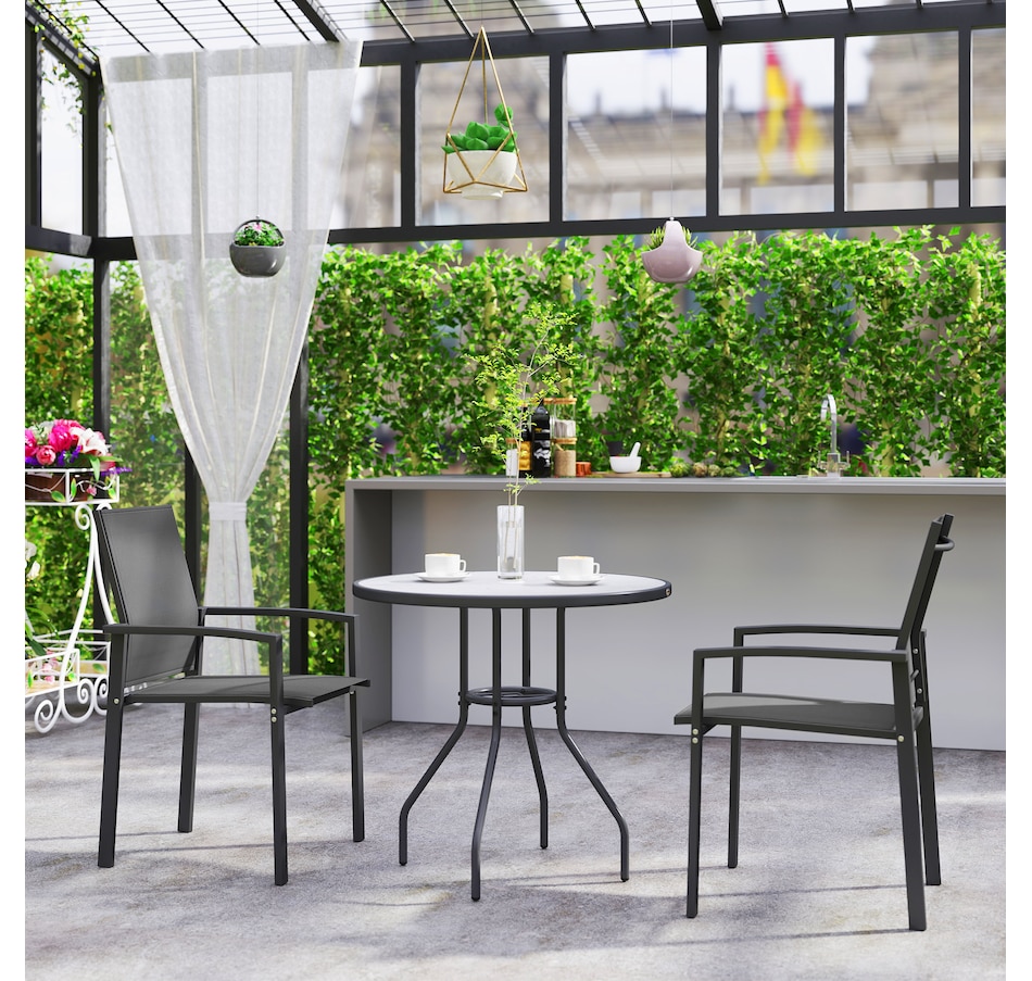 Image 968287_ALTMORE8.jpg, Product 968-287 / Price $99.99, Outsunny Set of 2 Outdoor Garden Chairs, Stackable Patio Dining Chairs from Outsunny on TSC.ca's Home & Garden department