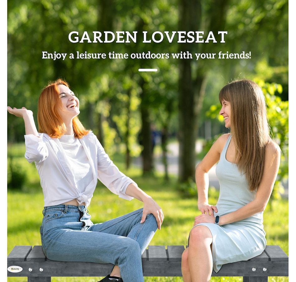 Image 968290_ALTMORE3.jpg, Product 968-290 / Price $72.99, Outsunny 43.25" Outdoor Wood Garden Bench Double Seat Grey from Outsunny on TSC.ca's Home & Garden department