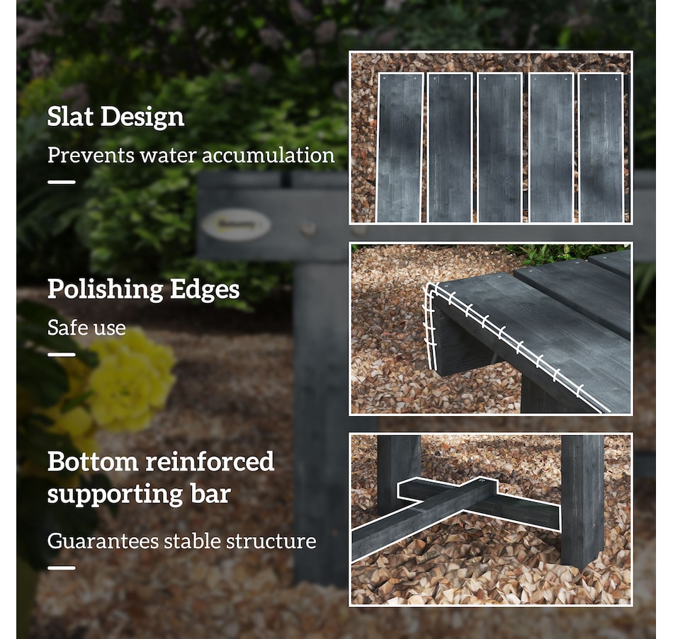 Image 968290_ALTMORE5.jpg, Product 968-290 / Price $72.99, Outsunny 43.25" Outdoor Wood Garden Bench Double Seat Grey from Outsunny on TSC.ca's Home & Garden department