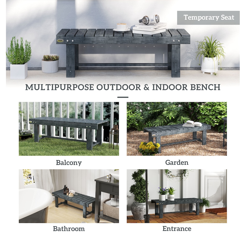 Image 968290_ALTMORE6.jpg, Product 968-290 / Price $72.99, Outsunny 43.25" Outdoor Wood Garden Bench Double Seat Grey from Outsunny on TSC.ca's Home & Garden department