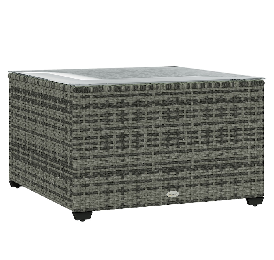Image 968292.jpg, Product 968-292 / Price $89.99, Outsunny 24.4" Patio Wicker Coffee Table, PE Rattan Side Tables Light Grey from Outsunny on TSC.ca's Home & Garden department
