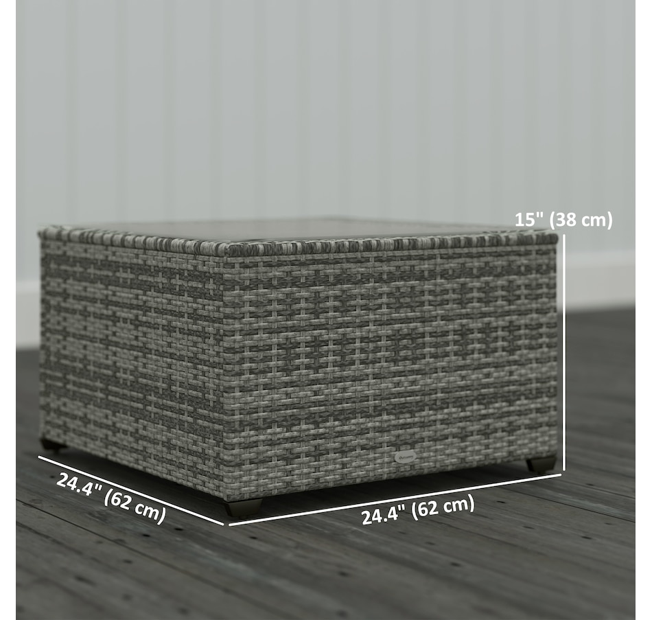 Image 968292_ALTMORE2.jpg, Product 968-292 / Price $89.99, Outsunny 24.4" Patio Wicker Coffee Table, PE Rattan Side Tables Light Grey from Outsunny on TSC.ca's Home & Garden department
