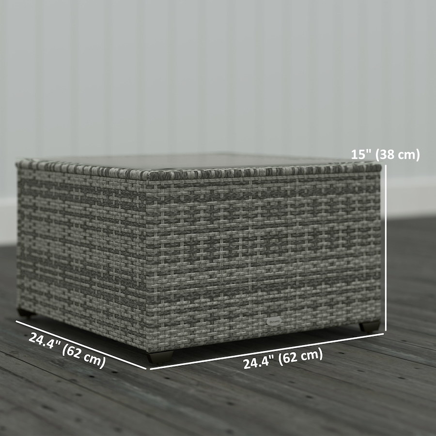 Image 968292_ALTMORE2.jpg, Product 968-292 / Price $99.99, Outsunny 24.4" Patio Wicker Coffee Table, PE Rattan Side Tables Light Grey from Outsunny on TSC.ca's Home & Garden department