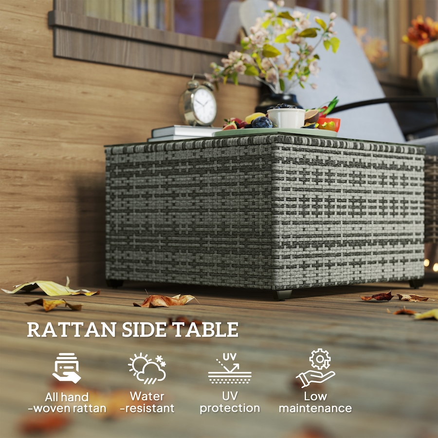 Image 968292_ALTMORE3.jpg, Product 968-292 / Price $99.99, Outsunny 24.4" Patio Wicker Coffee Table, PE Rattan Side Tables Light Grey from Outsunny on TSC.ca's Home & Garden department