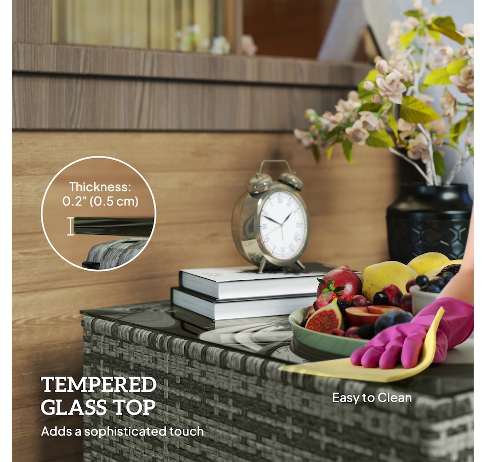 Image 968292_ALTMORE4.jpg, Product 968-292 / Price $89.99, Outsunny 24.4" Patio Wicker Coffee Table, PE Rattan Side Tables Light Grey from Outsunny on TSC.ca's Home & Garden department