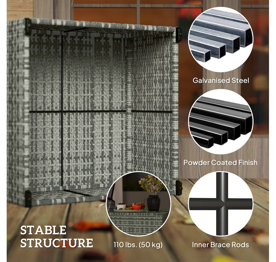 Image 968292_ALTMORE5.jpg, Product 968-292 / Price $89.99, Outsunny 24.4" Patio Wicker Coffee Table, PE Rattan Side Tables Light Grey from Outsunny on TSC.ca's Home & Garden department