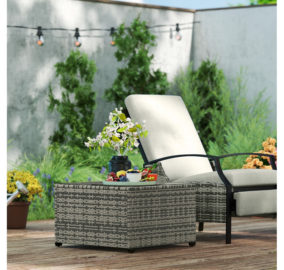 Image 968292_ALTMORE7.jpg, Product 968-292 / Price $89.99, Outsunny 24.4" Patio Wicker Coffee Table, PE Rattan Side Tables Light Grey from Outsunny on TSC.ca's Home & Garden department