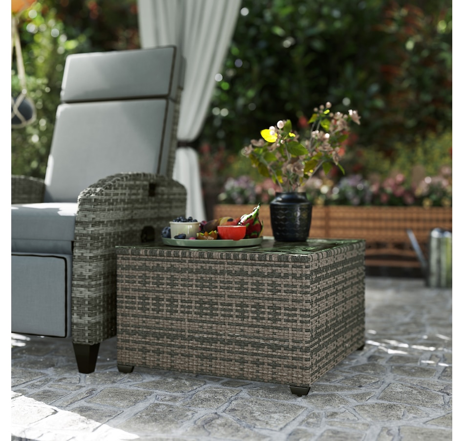 Image 968292_ALTMORE8.jpg, Product 968-292 / Price $89.99, Outsunny 24.4" Patio Wicker Coffee Table, PE Rattan Side Tables Light Grey from Outsunny on TSC.ca's Home & Garden department