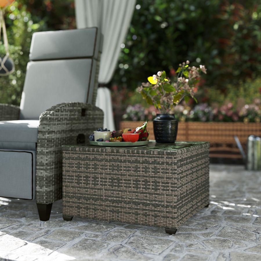 Image 968292_ALTMORE8.jpg, Product 968-292 / Price $99.99, Outsunny 24.4" Patio Wicker Coffee Table, PE Rattan Side Tables Light Grey from Outsunny on TSC.ca's Home & Garden department