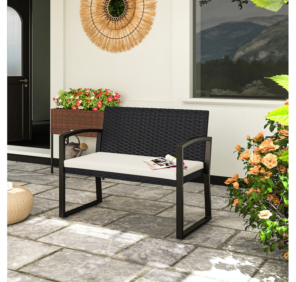 Image 968304_ALTMORE1.jpg, Product 968-304 / Price $139.99, Outsunny 2 Seater Wicker Outdoor Bench Patio Loveseat with Cushion, Beige from Outsunny on TSC.ca's Home & Garden department