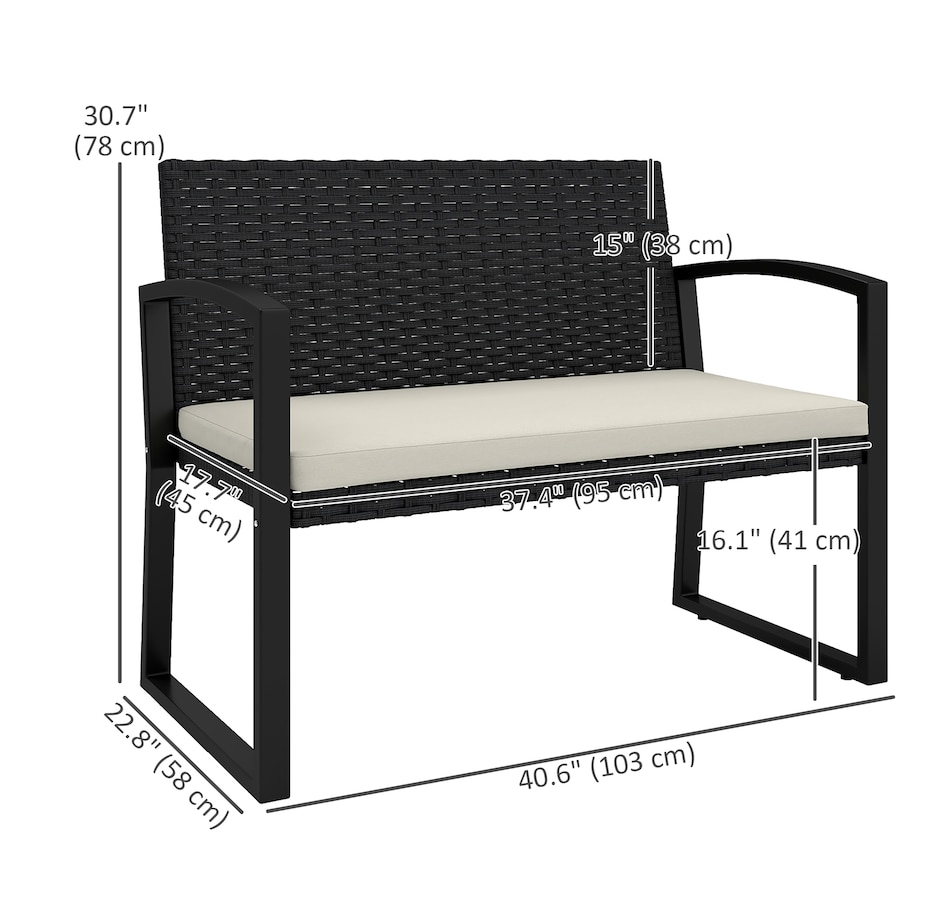 Image 968304_ALTMORE2.jpg, Product 968-304 / Price $139.99, Outsunny 2 Seater Wicker Outdoor Bench Patio Loveseat with Cushion, Beige from Outsunny on TSC.ca's Home & Garden department