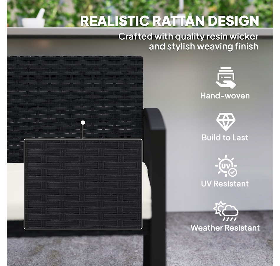 Image 968304_ALTMORE4.jpg, Product 968-304 / Price $139.99, Outsunny 2 Seater Wicker Outdoor Bench Patio Loveseat with Cushion, Beige from Outsunny on TSC.ca's Home & Garden department