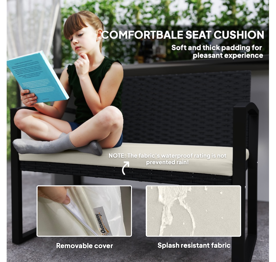 Image 968304_ALTMORE5.jpg, Product 968-304 / Price $139.99, Outsunny 2 Seater Wicker Outdoor Bench Patio Loveseat with Cushion, Beige from Outsunny on TSC.ca's Home & Garden department