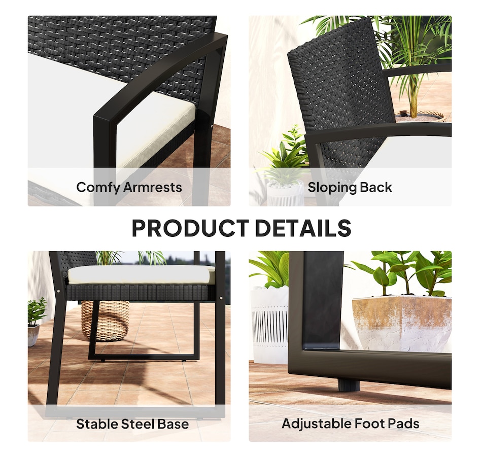 Image 968304_ALTMORE6.jpg, Product 968-304 / Price $139.99, Outsunny 2 Seater Wicker Outdoor Bench Patio Loveseat with Cushion, Beige from Outsunny on TSC.ca's Home & Garden department