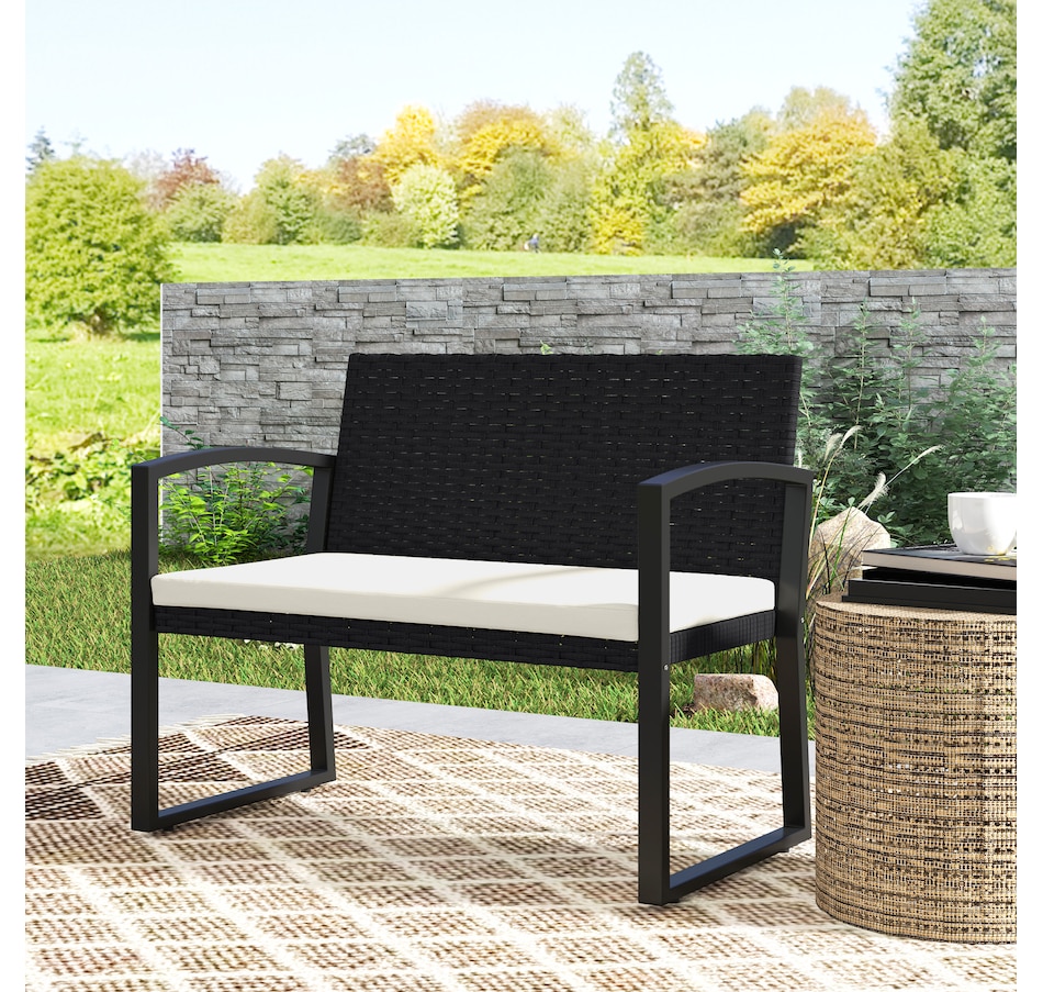Image 968304_ALTMORE7.jpg, Product 968-304 / Price $139.99, Outsunny 2 Seater Wicker Outdoor Bench Patio Loveseat with Cushion, Beige from Outsunny on TSC.ca's Home & Garden department