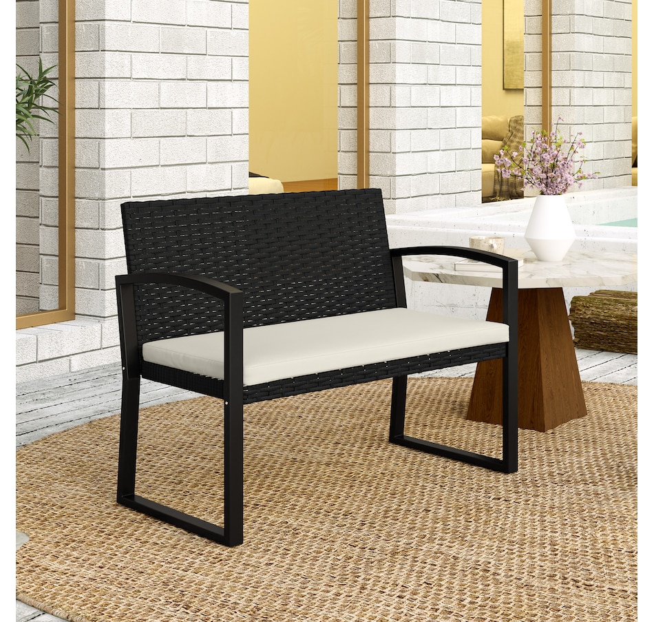 Image 968304_ALTMORE8.jpg, Product 968-304 / Price $139.99, Outsunny 2 Seater Wicker Outdoor Bench Patio Loveseat with Cushion, Beige from Outsunny on TSC.ca's Home & Garden department