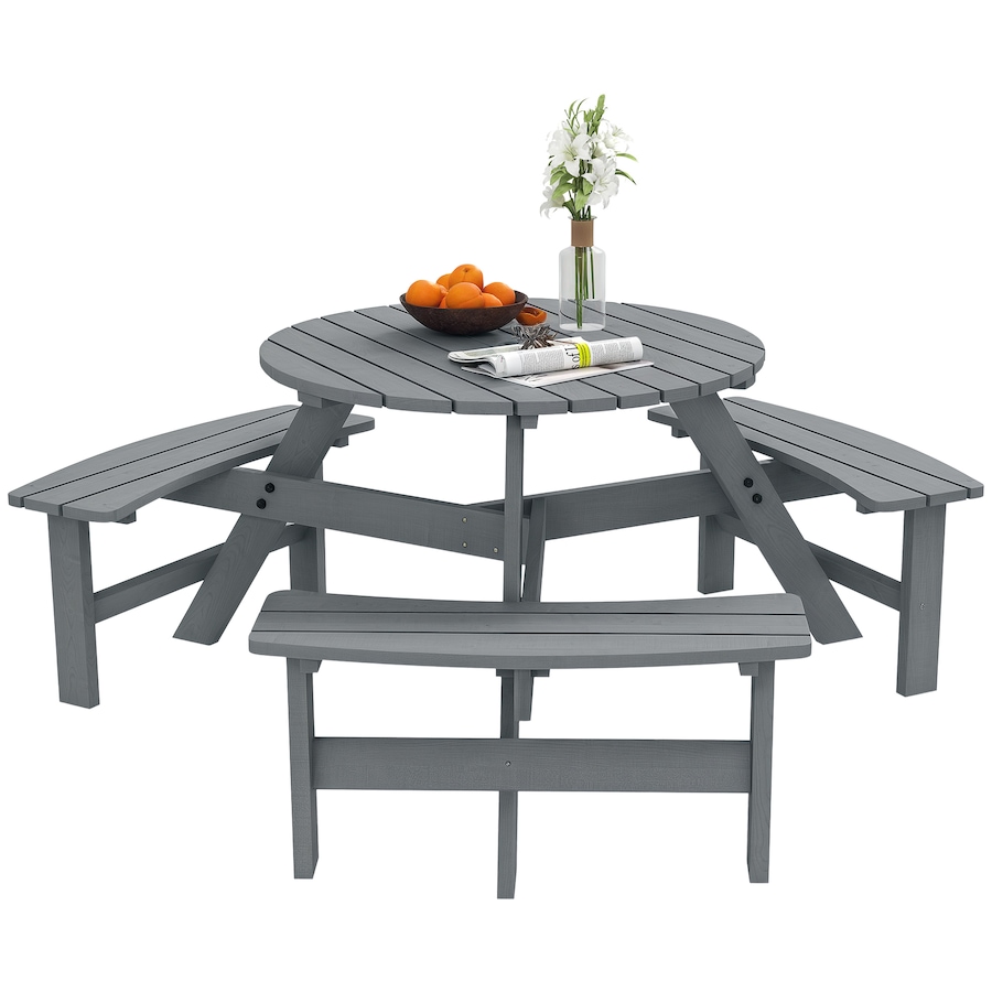 Image 968306.jpg, Product 968-306 / Price $219.99, Outsunny Picnic Table Bench Set with Umbrella Hole for 6 People Grey from Outsunny on TSC.ca's Home & Garden department