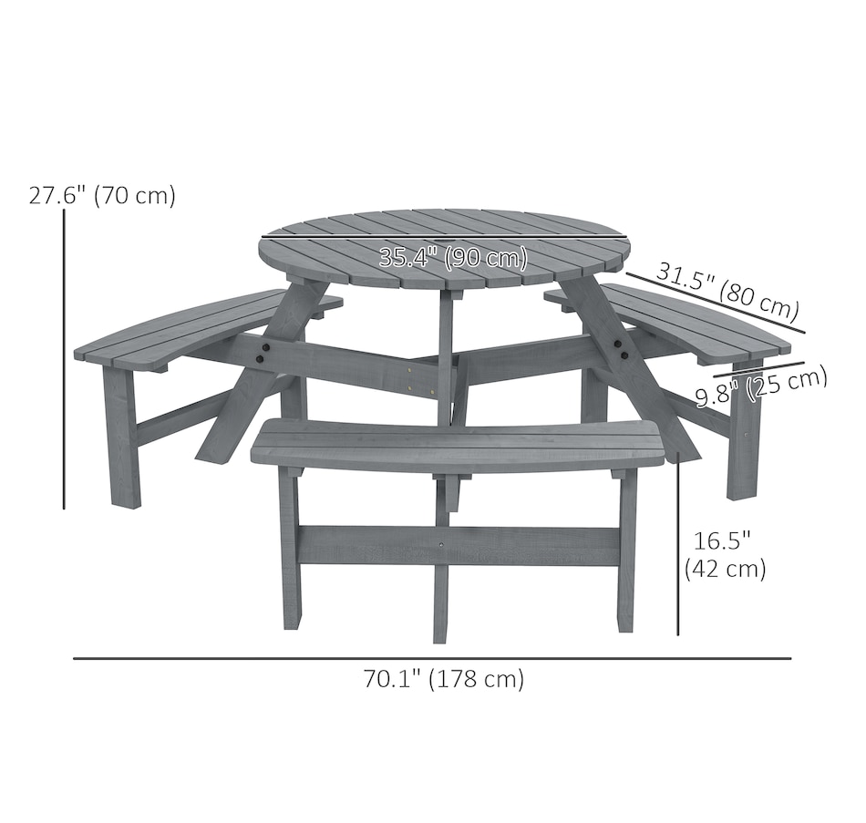Image 968306_ALTMORE2.jpg, Product 968-306 / Price $199.99, Outsunny Picnic Table Bench Set with Umbrella Hole for 6 People Grey from Outsunny on TSC.ca's Home & Garden department