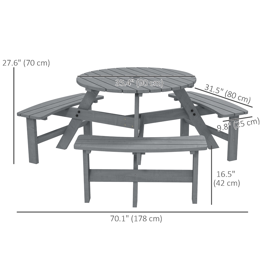 Image 968306_ALTMORE2.jpg, Product 968-306 / Price $219.99, Outsunny Picnic Table Bench Set with Umbrella Hole for 6 People Grey from Outsunny on TSC.ca's Home & Garden department