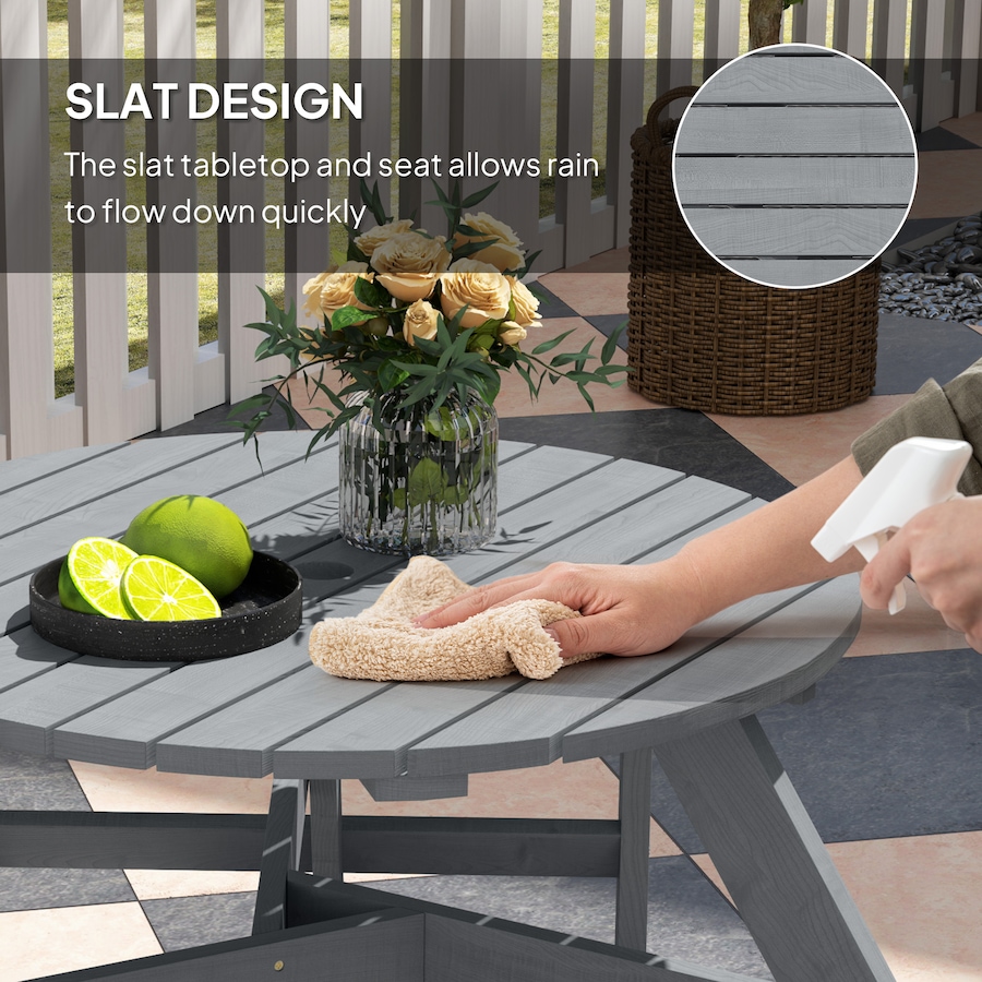 Image 968306_ALTMORE5.jpg, Product 968-306 / Price $219.99, Outsunny Picnic Table Bench Set with Umbrella Hole for 6 People Grey from Outsunny on TSC.ca's Home & Garden department