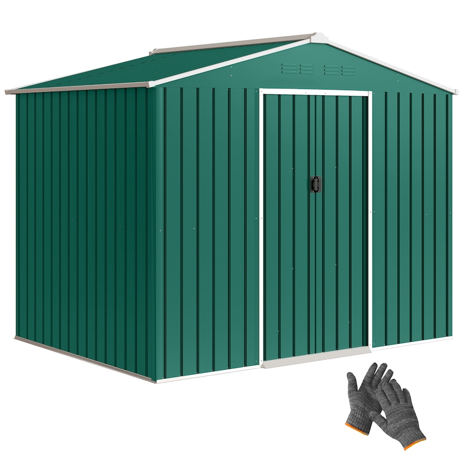 Image 968312.jpg, Product 968-312 / Price $359.99, Outsunny 8'x6' Metal Outdoor Storage Shed w/ Sliding Doors Green from Outsunny on TSC.ca's Home & Garden department
