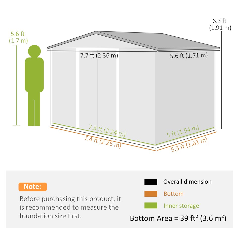 Image 968312_ALTMORE2.jpg, Product 968-312 / Price $369.99, Outsunny 8'x6' Metal Outdoor Storage Shed w/ Sliding Doors Green from Outsunny on TSC.ca's Home & Garden department