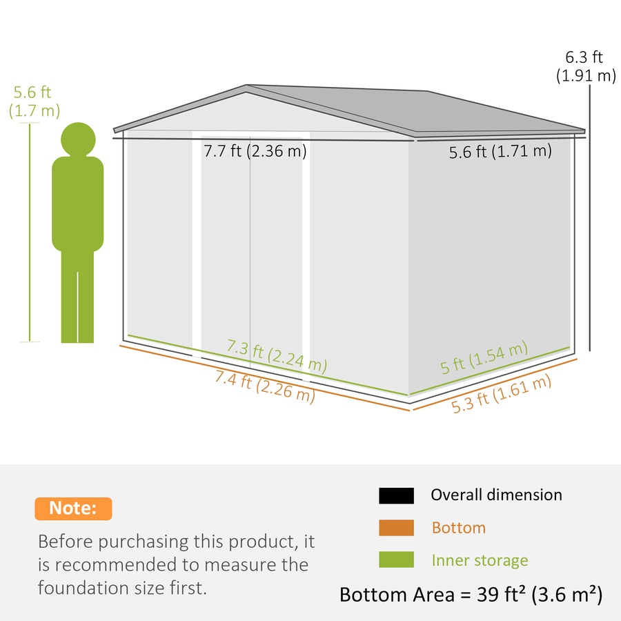 Image 968312_ALTMORE2.jpg, Product 968-312 / Price $359.99, Outsunny 8'x6' Metal Outdoor Storage Shed w/ Sliding Doors Green from Outsunny on TSC.ca's Home & Garden department