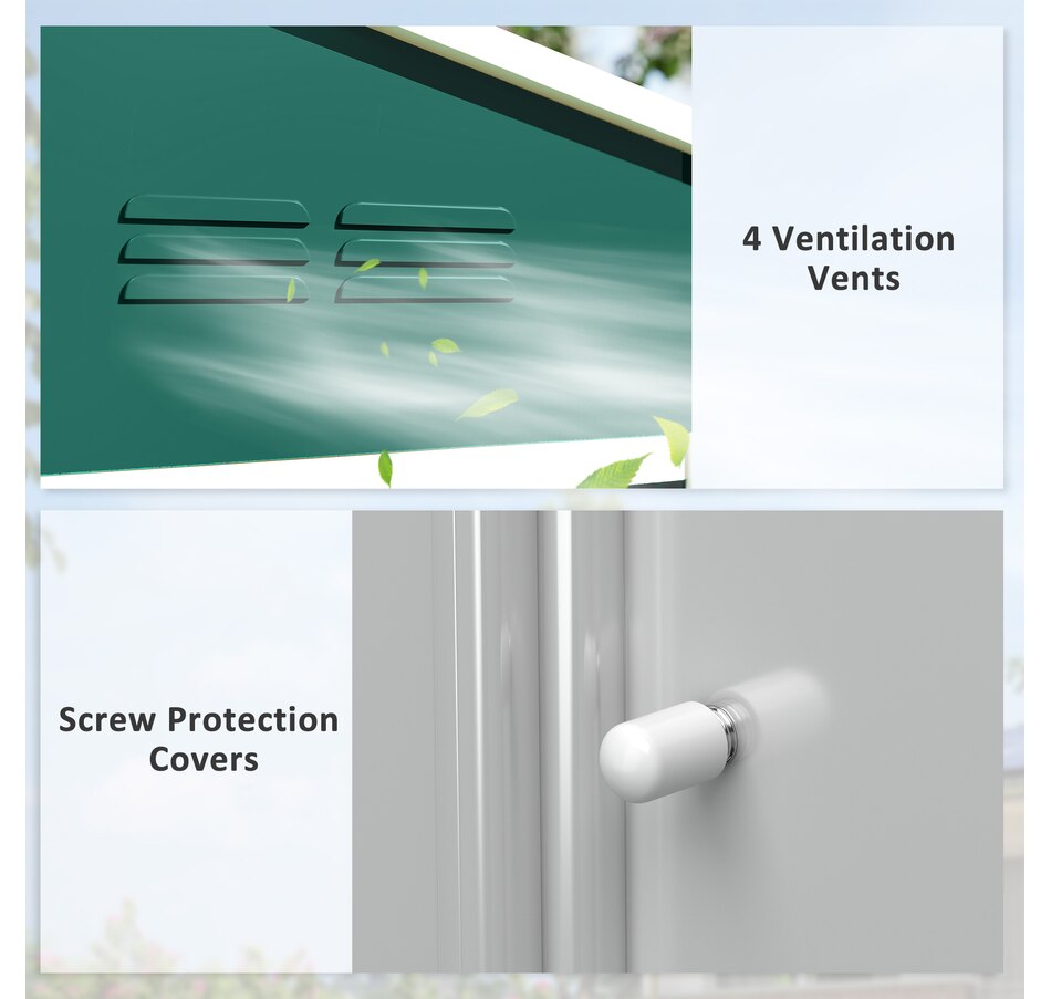 Image 968312_ALTMORE5.jpg, Product 968-312 / Price $369.99, Outsunny 8'x6' Metal Outdoor Storage Shed w/ Sliding Doors Green from Outsunny on TSC.ca's Home & Garden department