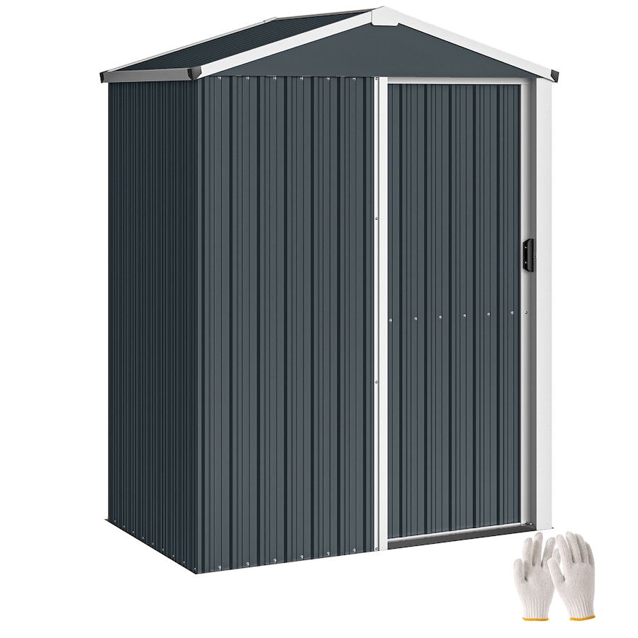 Image 968318.jpg, Product 968-318 / Price $199.99, Outsunny 4.5 x 3ft Outdoor Storage Shed, Metal Garden Shed, Dark Grey from Outsunny on TSC.ca's Home & Garden department