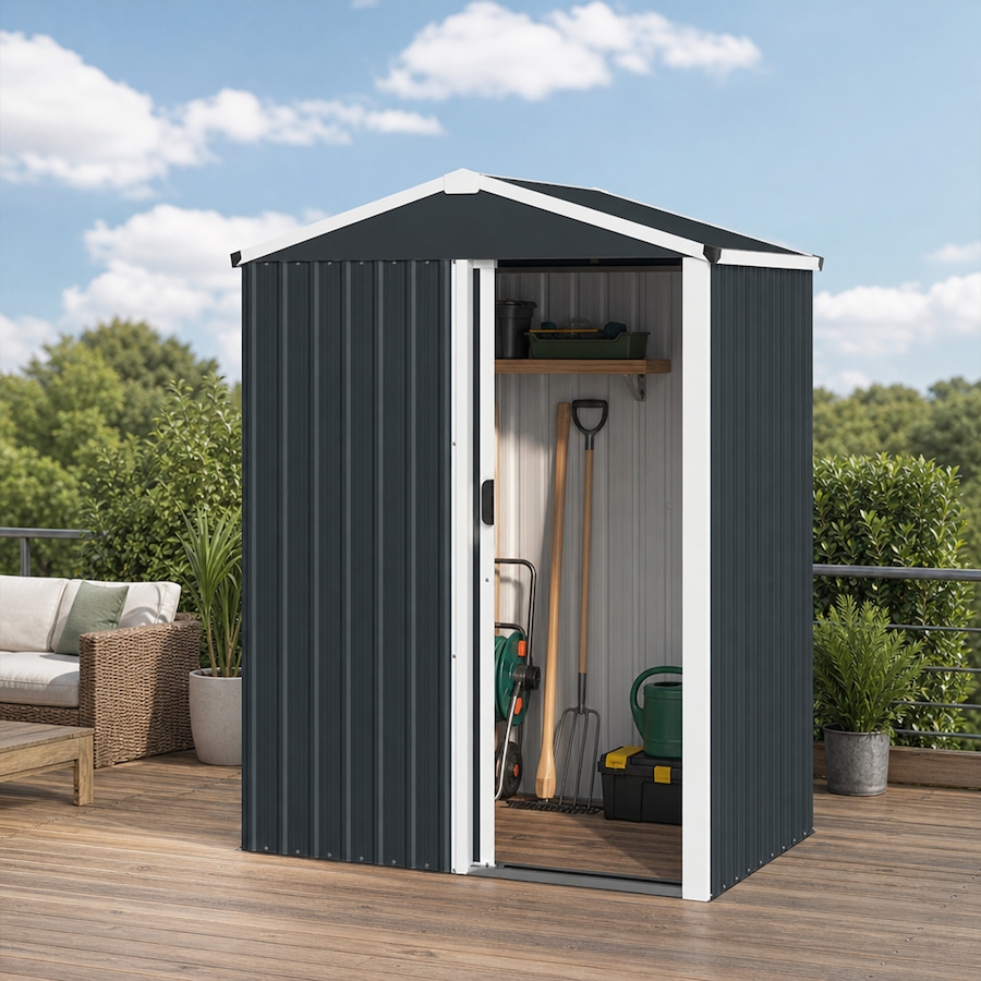 Image 968318_ALTMORE13.jpg, Product 968-318 / Price $219.99, Outsunny 4.5 x 3ft Outdoor Storage Shed, Metal Garden Shed, Dark Grey from Outsunny on TSC.ca's Home & Garden department