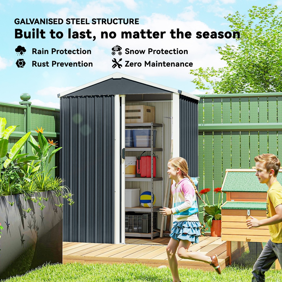 Image 968318_ALTMORE3.jpg, Product 968-318 / Price $199.99, Outsunny 4.5 x 3ft Outdoor Storage Shed, Metal Garden Shed, Dark Grey from Outsunny on TSC.ca's Home & Garden department