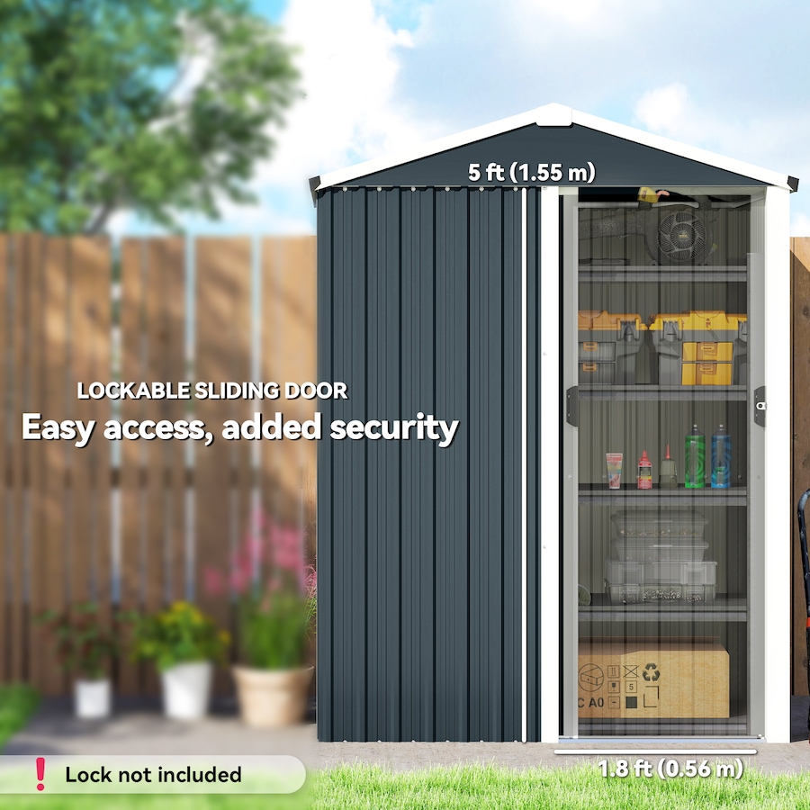 Image 968318_ALTMORE4.jpg, Product 968-318 / Price $199.99, Outsunny 4.5 x 3ft Outdoor Storage Shed, Metal Garden Shed, Dark Grey from Outsunny on TSC.ca's Home & Garden department