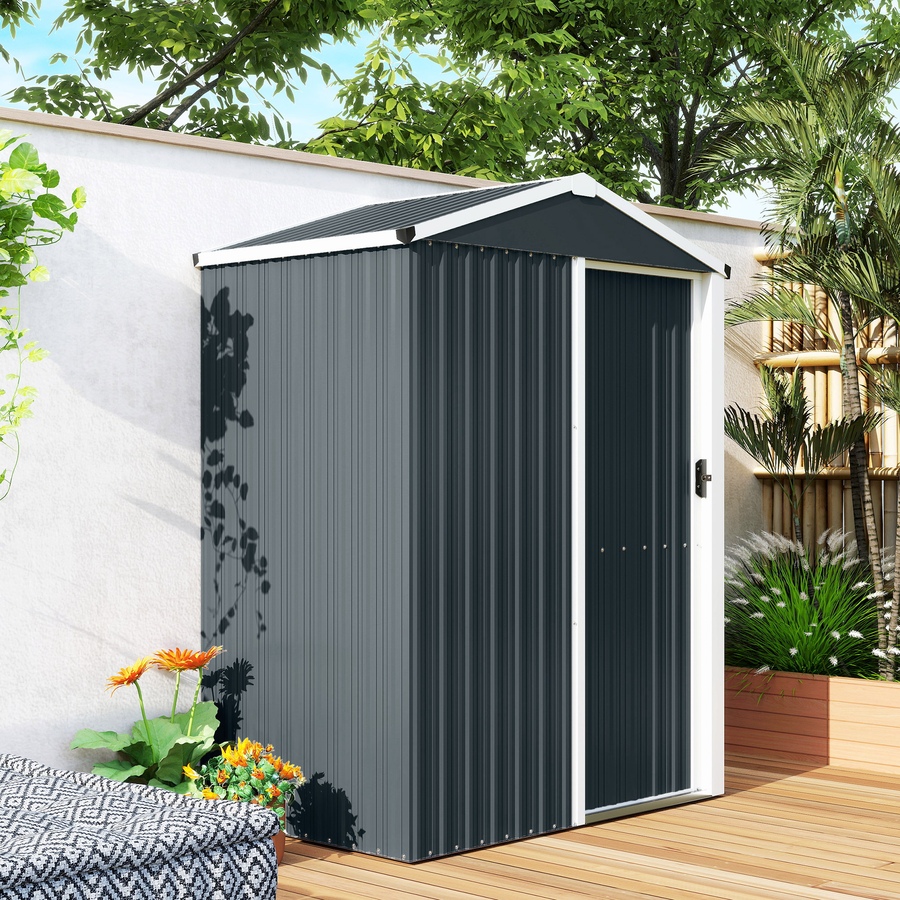 Image 968318_ALTMORE8.jpg, Product 968-318 / Price $199.99, Outsunny 4.5 x 3ft Outdoor Storage Shed, Metal Garden Shed, Dark Grey from Outsunny on TSC.ca's Home & Garden department
