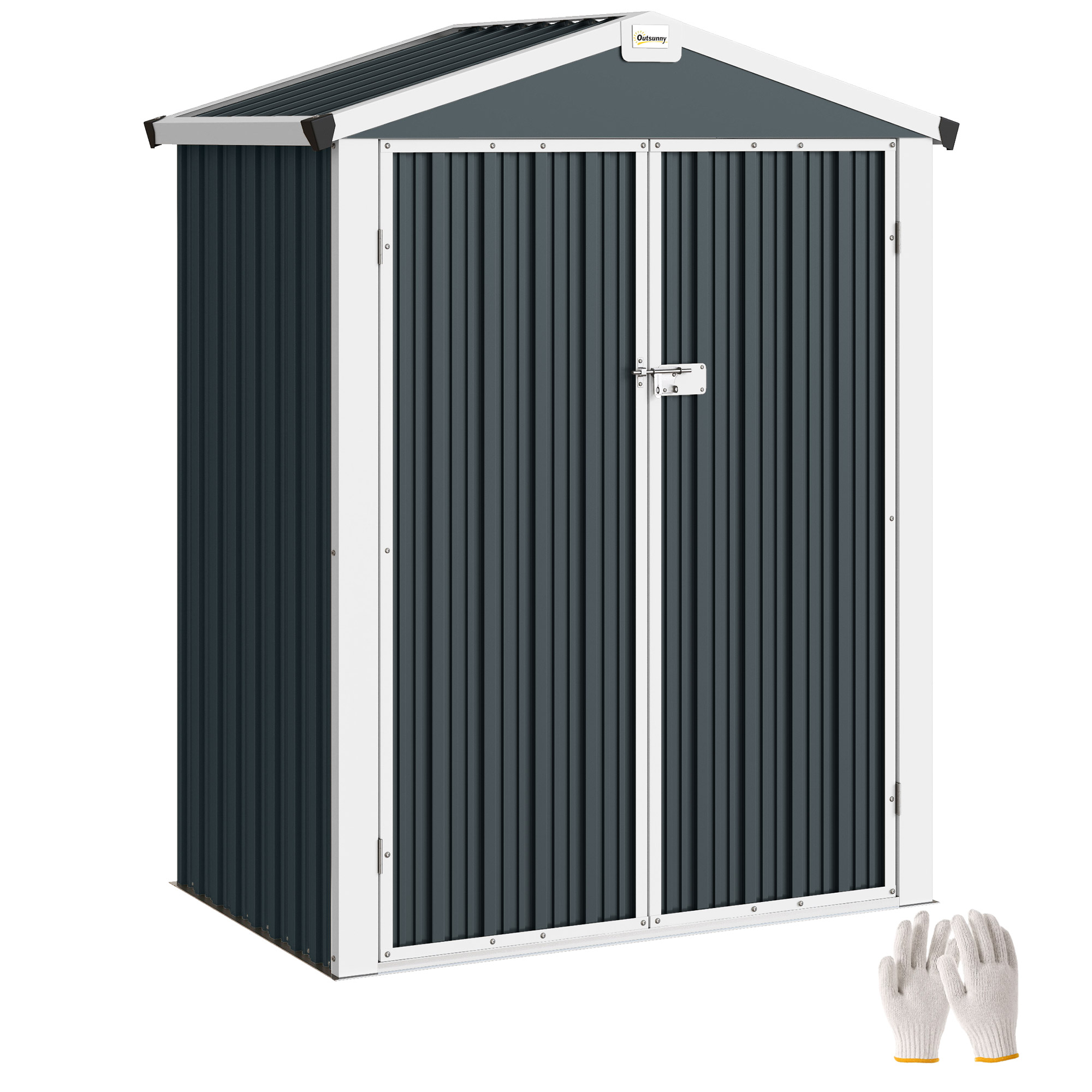 Outsunny 4.4' x 3' Outdoor Storage Shed w/ Lockable Wide Doors