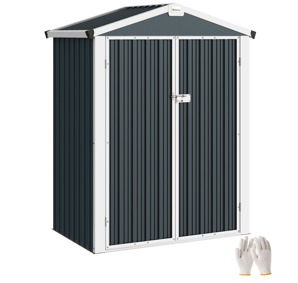 Image 968319.jpg, Product 968-319 / Price $209.99, Outsunny 4.4' x 3' Outdoor Storage Shed w/ Lockable Wide Doors, Dark Grey from Outsunny on TSC.ca's Home & Garden department