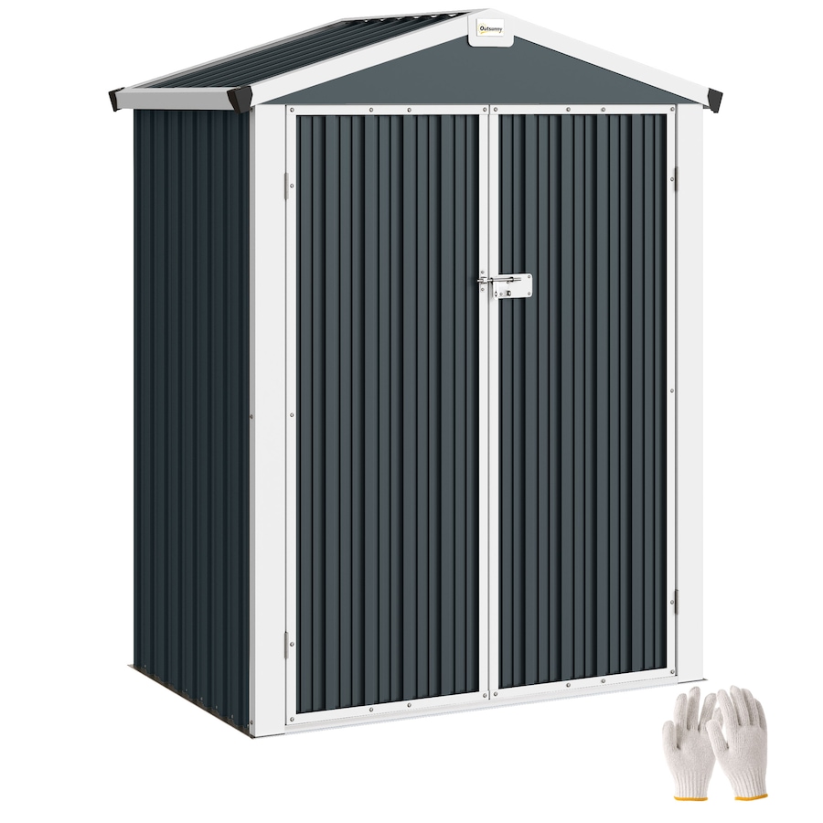 Image 968319.jpg, Product 968-319 / Price $179.99, Outsunny 4.4' x 3' Outdoor Storage Shed w/ Lockable Wide Doors, Dark Grey from Outsunny on TSC.ca's Home & Garden department
