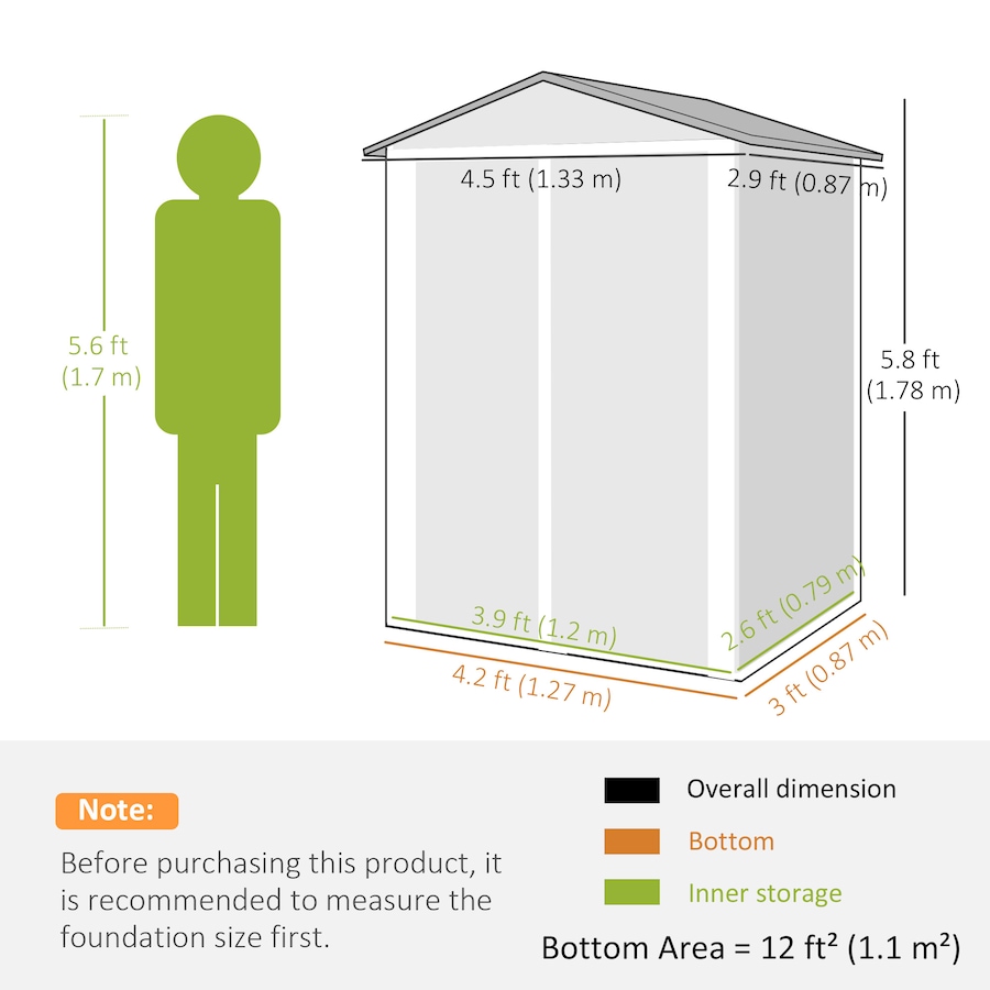 Image 968319_ALTMORE2.jpg, Product 968-319 / Price $179.99, Outsunny 4.4' x 3' Outdoor Storage Shed w/ Lockable Wide Doors, Dark Grey from Outsunny on TSC.ca's Home & Garden department
